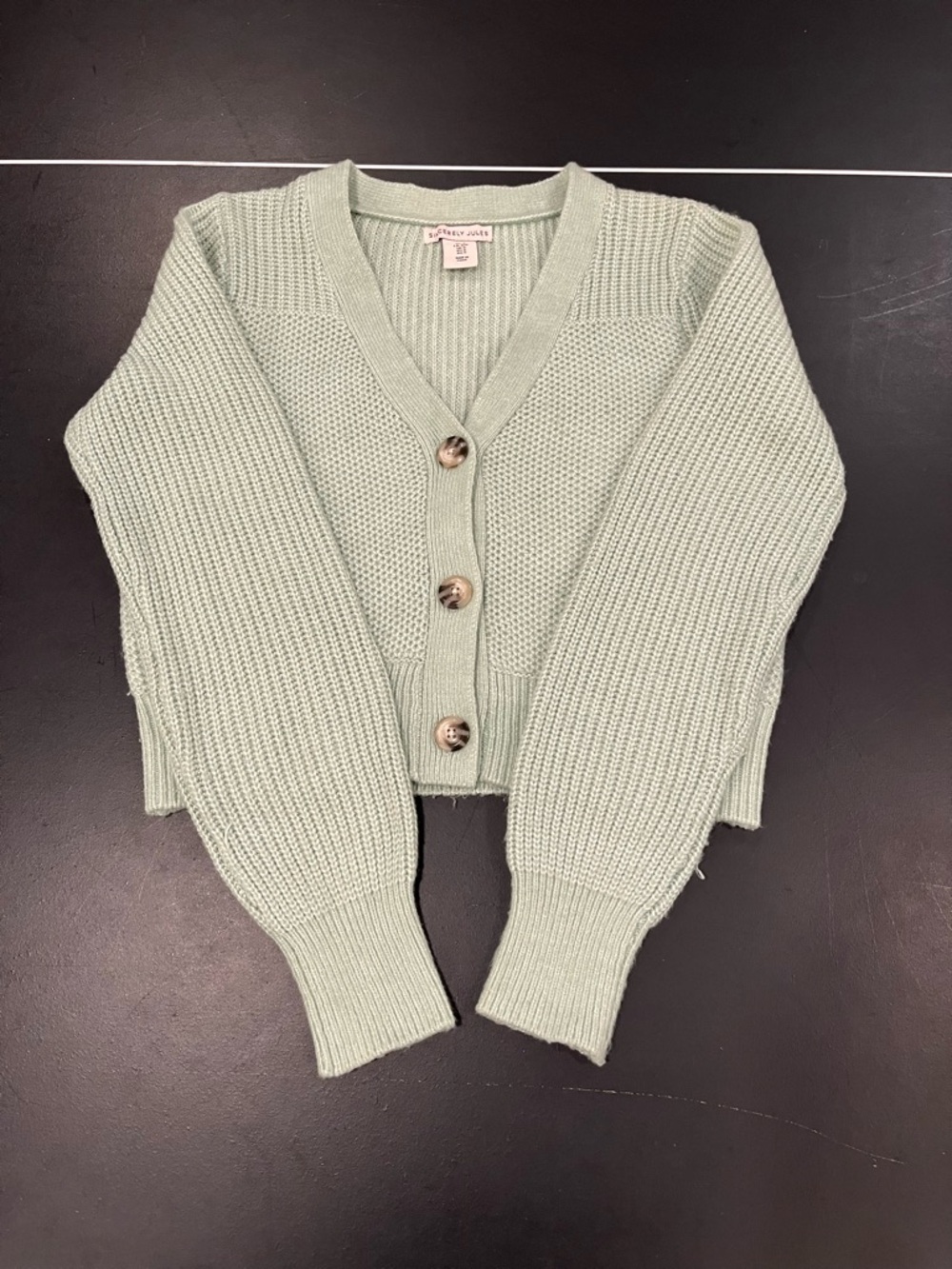 Sincerely Jules Mint Green Cropped V-Neck Button Cardigan